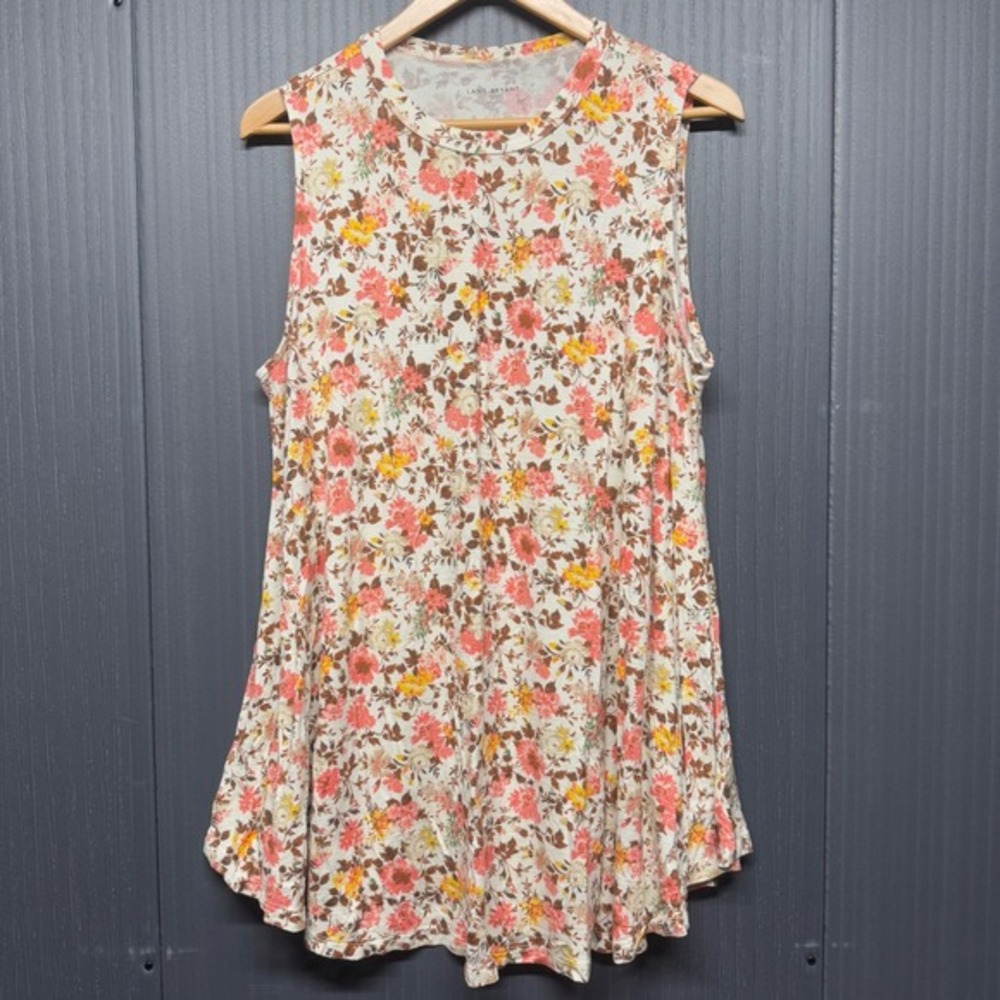 Lane Bryant Floral Sleeveless Swing Tank Top Plus Size 18/20 Coral Yellow 674099